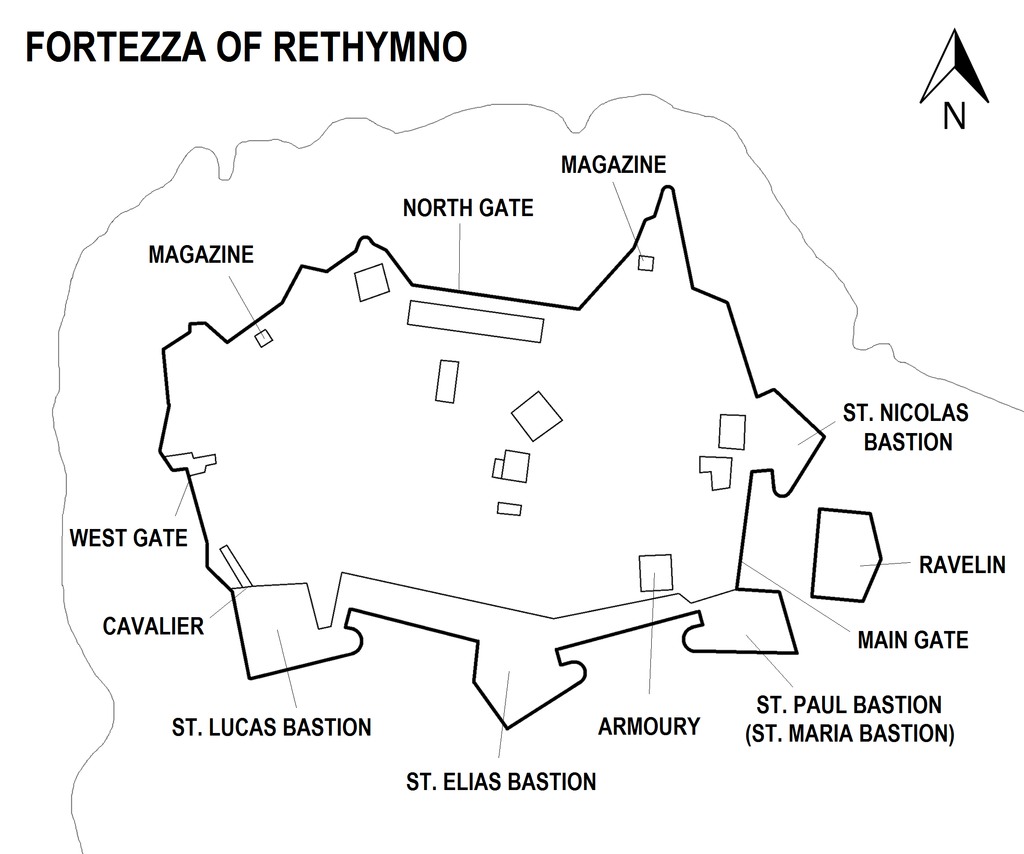 Map of the Fortezza of Rethymno