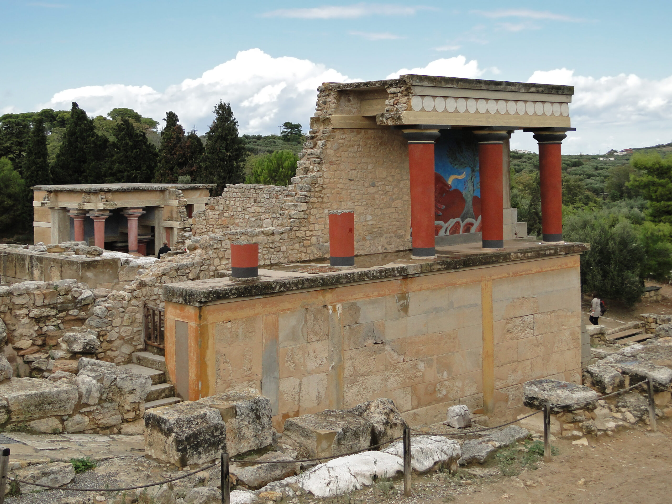 Restored North Entrance with charging bull fresco